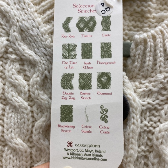 Carriagdonn Aran 100% Merino Wool Cardigan in size L (NWT) - Picture 6 of 6